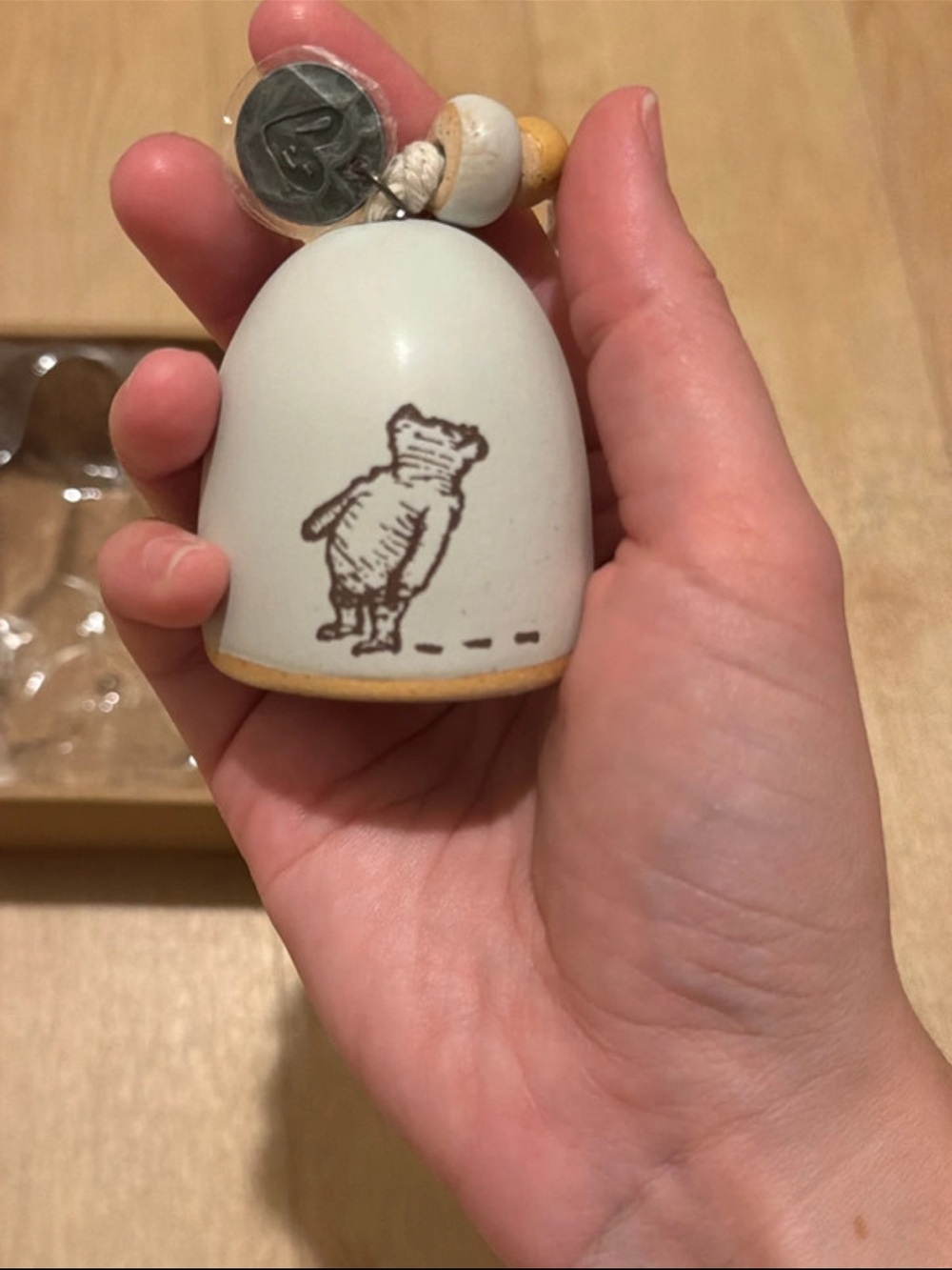 Authentic Winnie the Pooh and Piglet White & Tan Small Mini Bell